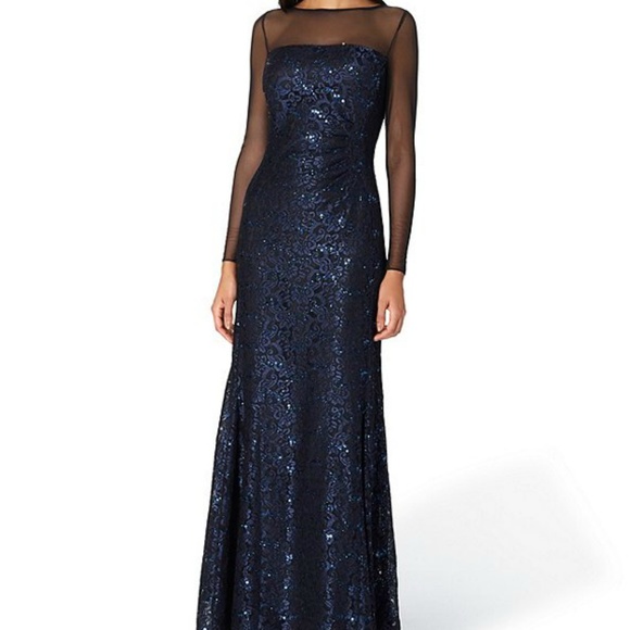 Tahari by ASL Women's Long Sleeve Sequin Lace Colu